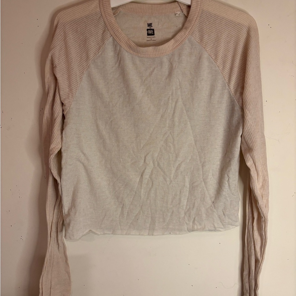 Me to We Cream Fitted Long Sleeve Crop Tee